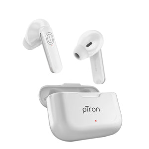 pTron Bassbuds Duo New Bluetooth 5.1 Wireless Headphones with Stereo Audio, Passive Noise Cancellation & Voice Assistant (White)