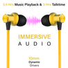 pTron Avento Classic Bluetooth 5.0 Wireless Earphones with Deep Bass & Voice Assistance (Black/Yellow)