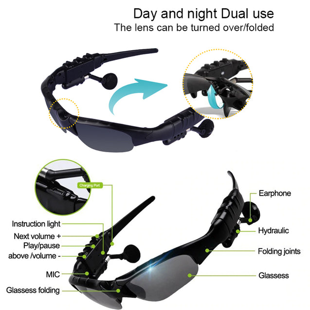 PTron Viki Bluetooth Headset Sunglasses For All SmartPhones (Black)