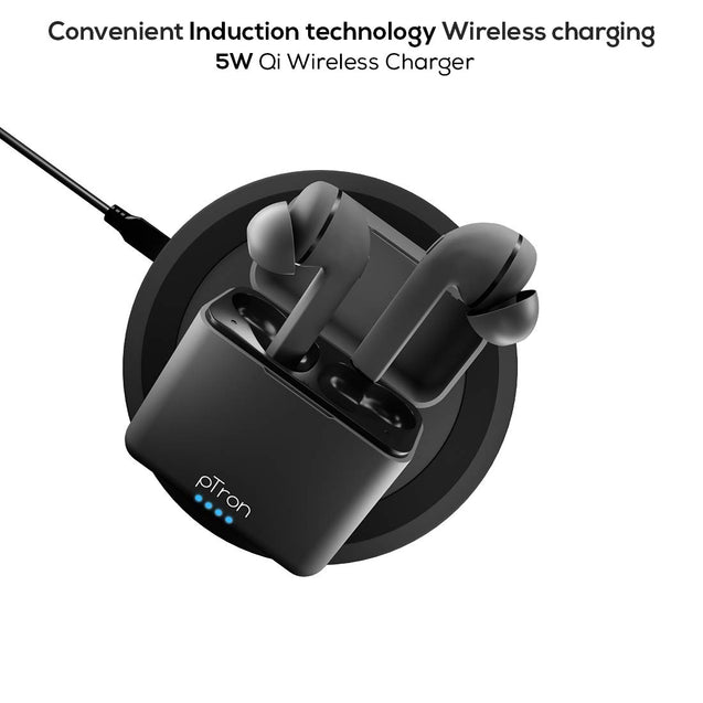 pTron Bassbuds Vista in-Ear True Wireless Bluetooth 5.1 Headphones with Free 5W Wireless Charger, Deep Bass, IPX4 Water/Sweat Resistant,Passive Noise Cancelling Earphones with Built-in HD Mic-(Gray)