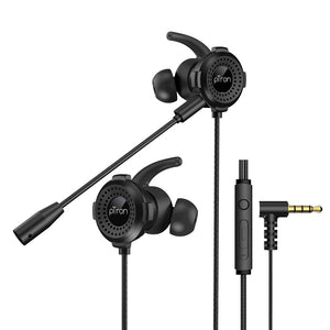 pTron Boom Gaming Wired Headphones with Deep Bass, Dual Mic, Passive Noise Canceling Earphones with in-line Remote, Music & Call Controls, L-Shape 3.5mm Aux Jack & 1.2Meter Tangle-Free Cable (Black)