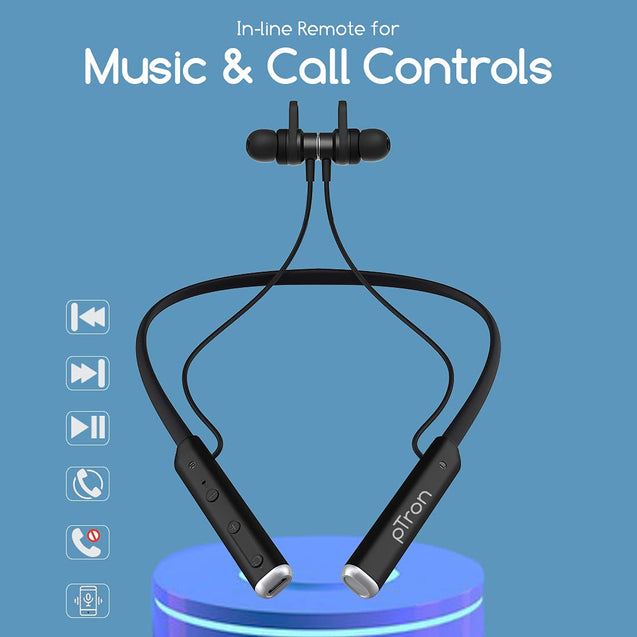 pTron Tangent Pro ENC Wireless Bluetooth 5.2 Headphones with 20Hrs Playtime, Low Latency Gaming/Music, HD Sound, Magnetic On/Off, Type-C Fast Charging, IPX4 Waterproof & Voice Assistance (Black)