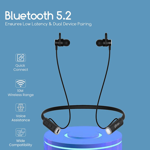 pTron Tangent Pro ENC Wireless Bluetooth 5.2 Headphones with 20Hrs Playtime, Low Latency Gaming/Music, HD Sound, Magnetic On/Off, Type-C Fast Charging, IPX4 Waterproof & Voice Assistance (Black)