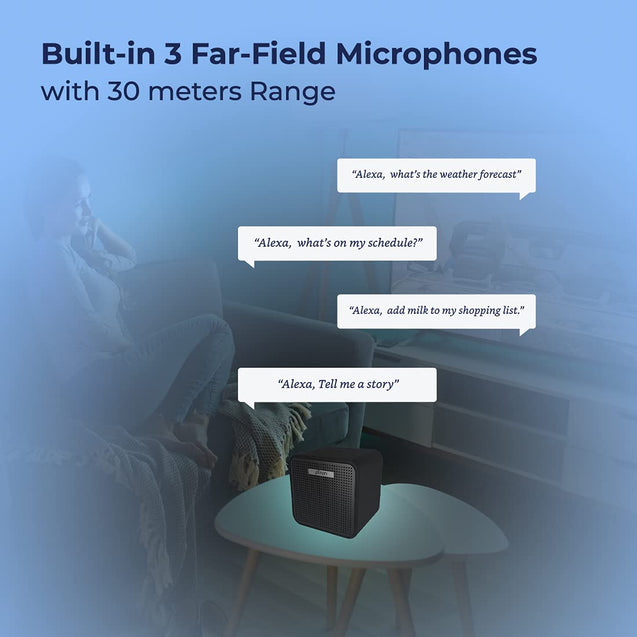 pTron Musicbot Cube Portable Alexa Built-in Smart Speaker, Immersive Audio, 6 Hours Playback, Mic Mute/Un-Mute, Noise Reduction, Echo Cancellation, Bluetooth 4.2, Aux Support & RGB LEDs (Black)