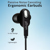 pTron Boom Lite in Ear Wired Earphones with Mic, Stereo Sound, Dual Drivers, Ergonomic & Secure-fit, 1.2M Tangle-Free Braided Cable, Gold-Plated 3.5mm Audio Jack, in-line Mic & Volume Control (Black)