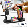 pTron Bullet WX4 3 in 1 Multi-Function Charging Stand for iOS Devices, 10W Qi Wireless Charging, 360° Rotatable Charging Dock for Micro USB/Type-C/iOS Smartphones (Black)