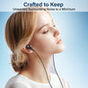 pTron Boom Lite in Ear Wired Earphones with Mic, Stereo Sound, Dual Drivers, Ergonomic & Secure-fit, 1.2M Tangle-Free Braided Cable, Gold-Plated 3.5mm Audio Jack, in-line Mic & Volume Control (Black)