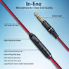 pTron Boom Lite in Ear Wired Earphones with Stereo Sound, Dual Drivers, Ergonomic & Secure-fit, 1.2M Tangle-Free Braided Cable, Gold-Plated 3.5mm Audio Jack, with Mic & Volume Control (Red)