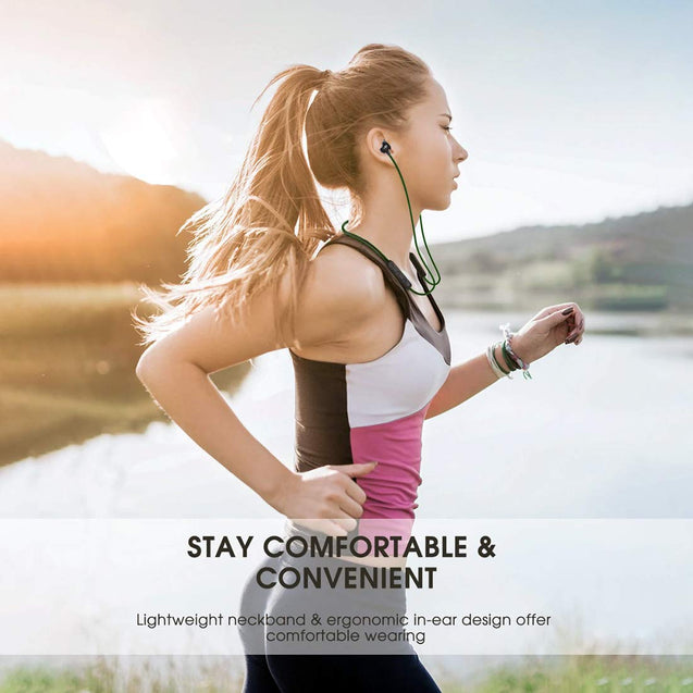 pTron Tangent Lite Magnetic In-Ear Wireless Bluetooth Headphones with Mic - (Black & Green)