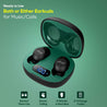 pTron Bassbuds Pro (New) True Wireless Bluetooth 5.1 Headphones with Deep Bass, Touch Control Earbuds, IPX4 Water/Sweat Resistance, Digital Display Case, Earphones with Built-in Mic - (Black & Green)