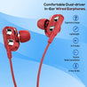 pTron Boom Ultima Dual Driver, in-Ear Gaming Wired Headphones with Mic, Volume Control, Passive Noise Cancelling Earphones with 3.5mm Audio Jack & 1.2M Tangle-Free Cable (Red)