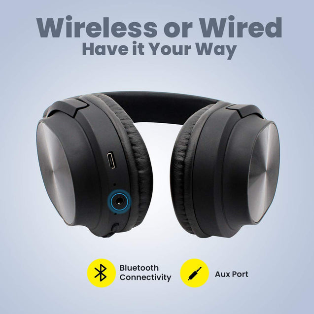 pTron Studio Classic Over Ear Wireless Headphones, Bluetooth 5.0, Hi-Fi Sound with Bass, 20Hrs Playback, Ergonomic & Foldable Wireless Headset, Soft Cushions, TF Card Slot & Aux Port - (Black)