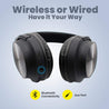 pTron Studio Classic Over Ear Wireless Headphones, Bluetooth 5.0, Hi-Fi Sound with Bass, 20Hrs Playback, Ergonomic & Foldable Wireless Headset, Soft Cushions, TF Card Slot & Aux Port - (Black)