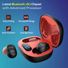 pTron Bassbuds Pro (New) True Wireless Bluetooth 5.1 Headphones with Deep Bass, Touch Control Earbuds, IPX4 Water/Sweat Resistance, Digital Display Case, Earphones with Built-in Mic - (Black & Red)
