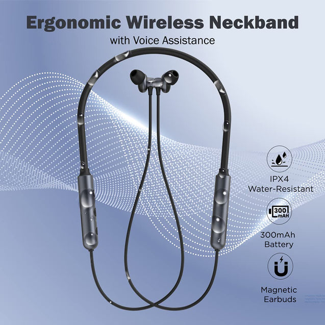 pTron Tangent Pixel ENC Wireless Bluetooth 5.1 Headphones with 30Hrs Playtime, Immersive Audio, Deep Bass, Low Latency Gaming & Music, Type-C Fast Charging, IPX4 Waterproof & Voice Assistance (Grey)