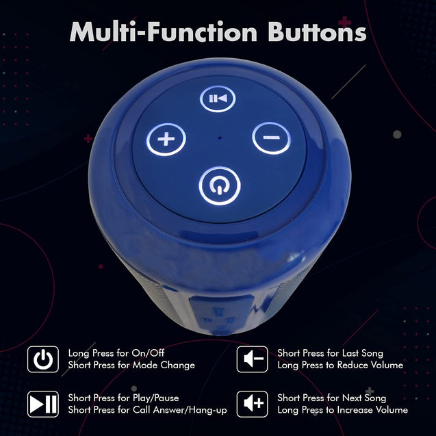 pTron Quinto 5W Wireless Bluetooth 5.0 Speaker with Dynamic Sound, 6Hrs Playtime, Mini Outdoor Speaker with 3.5mm Aux/Micro SD/USB Drive Slots, Built-in Mic, Full Music & Call Controls (Blue)