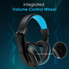 pTron Studio Lite Stereo Sound Wired Over Ear Headphones with Mic, Adjustable Mic & Integrated Volume Control, 3.5mm Aux Jack & 1.3 Meter Tangle-Free Cord (Black & Blue)