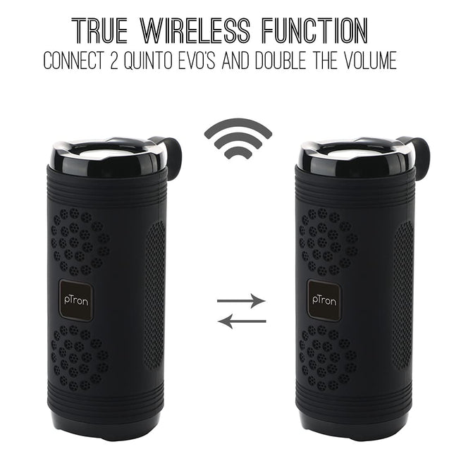 pTron Quinto Evo 8W Wireless Bluetooth 5.0 Speaker with 12Hrs Playtime, Outdoor Speaker with 3.5mm Aux/Micro SD Card/USB Drive Slots, Built-in Mic, Fully Integrated Music & Call Controls (Black)
