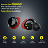 pTron Bassbuds Elite True Wireless Headphones (TWS), Bluetooth 5.0, Hi-Fi Sound with Bass, Passive Noise Cancellation & Mic - (Black & Red)
