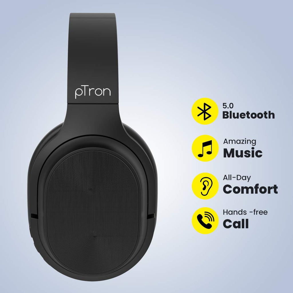 pTron Studio Classic Over Ear Wireless Headphones Bluetooth 5.0