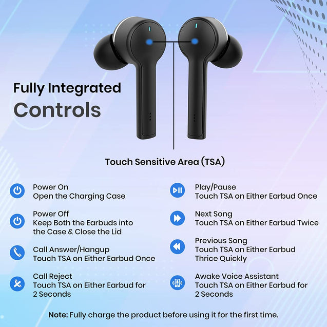 pTron Bassbuds Lite V2 Bluetooth 5.1 Wireless Headphone, IPX4 Water Resistant, Passive Noise Cancellation & Voice Assistant (Black)