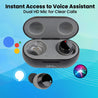pTron Bassbuds Evo Bluetooth 5.0 Wireless Headphones, Deep Bass, Touch Control Wireless TWS Earbuds, Quick Pairing, Dual HD Mic, Passive Noise Cancelling Earphones with Voice Assistance (Black & Grey)