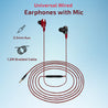pTron Boom Lite in Ear Wired Earphones with Stereo Sound, Dual Drivers, Ergonomic & Secure-fit, 1.2M Tangle-Free Braided Cable, Gold-Plated 3.5mm Audio Jack, with Mic & Volume Control (Red)