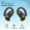 pTron Bassbuds Sports True Wireless Bluetooth 5.1 Headphones with Deep Bass, 32Hrs Total Playtime, Ergonomic Hook Design & IPX4 Water/Sweat Resistant Earphones with Built-in HD Mic (Black & Yellow)