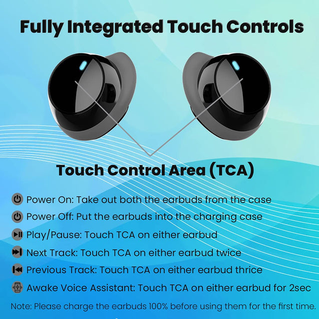 pTron Bassbuds Evo Bluetooth 5.0 Wireless Headphones, Deep Bass, Touch Control Wireless TWS Earbuds, Quick Pairing, Dual HD Mic, Passive Noise Cancelling Earphones with Voice Assistance (Black & Grey)