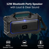 pTron Sonor 12W Wireless Bluetooth 5.0 Party Speaker with 12Hrs Playtime, Punchy Bass, Outdoor Speaker with 3.5mm Aux/Micro SD/USB Drive Slots, Built-in Mic & Integrated Music/Call Controls (Black)