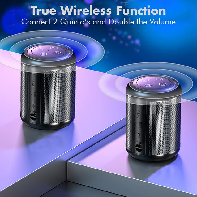 pTron Quinto 5W Wireless Bluetooth 5.0 Speaker with Dynamic Sound, 6Hrs Playtime, Mini Outdoor Speaker with 3.5mm Aux/Micro SD/USB Drive Slots, Built-in Mic, Full Music & Call Controls (Black)
