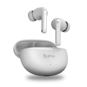 pTron Basspods P481, 60Hrs Playtime, Deep Bass, ENC Stereo Calls Bluetooth Headset  (White, In the Ear)