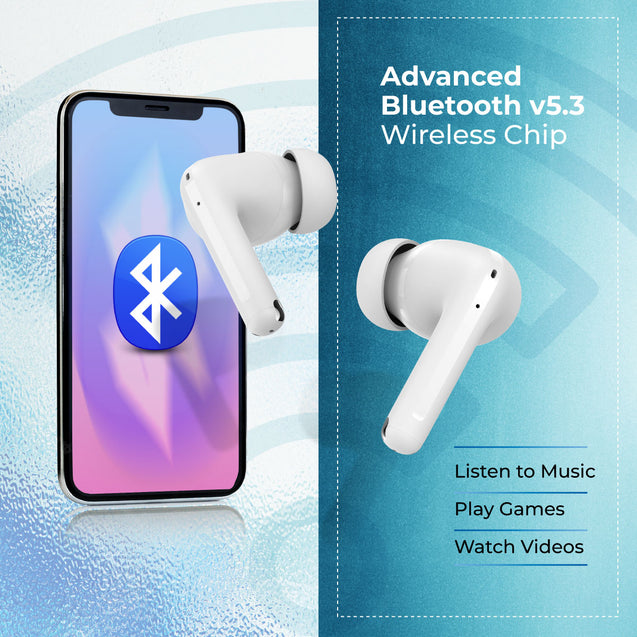pTron Basspods P481, 60Hrs Playtime, Deep Bass, ENC Stereo Calls Bluetooth Headset  (White, In the Ear)