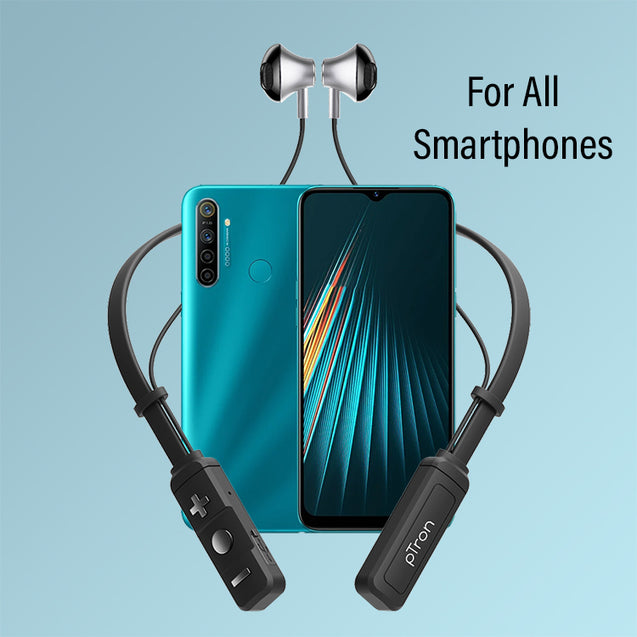 PTron Tangent Pro Wireless Headphone Neckband Bluetooth Headset For All Smartphones (Grey/Black)