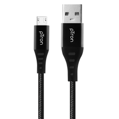pTron Solero MB301 3A Micro USB Data & Charging Cable, Made in India, 480Mbps Data Sync, Strong & Durable 1.5 m Nylon Braided USB Cable for Micro USB Devices - (Black)