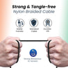 pTron Solero MB301 3A Micro USB Data & Charging Cable, Made in India, 480Mbps Data Sync, Strong & Durable 1.5 m Nylon Braided USB Cable for Micro USB Devices - (Black)