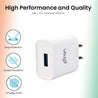 pTron Volta 12W Single USB Smart Charger, Made in India, BIS Certified, Fast Charging Power Adaptor Without Cable for All iOS & Android Devices - (White)