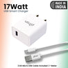 pTron Volta Plus 17W USB Smart Charger with 3.4A Type-C USB 1-Meter Cable, Made in India, BIS Certified Fast Charging Power Adaptor - (White)