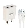 pTron Volta Evo 12W Single USB Smart Charger with 2.4A Type-C USB 1-Meter Cable, Made in India, BIS Certified Fast Charging Power Adaptor - (White)