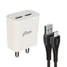 pTron Volta Evo 12W Single USB Smart Charger with 2.4A Micro USB 1-Meter Cable, Made in India, BIS Certified Fast Charging Power Adaptor - (White)
