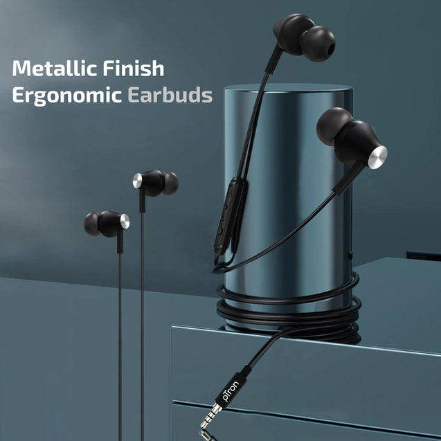 PTron Pride Evo Wired In-Ear Earphone With Mic (Black)