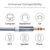 pTron Solero A15 3.5mm Male to Male Aux Cable, 90 Degree Connector, 1.5 m Stereo Audio Cable, Metal Shell, Gold-Plated Connectors with Strong Nylon Braided Cable (Grey)