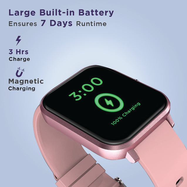 pTron Force X11 Bluetooth Calling Smartwatch with 4.3 cm Full Touch Color Display, Real 24/7 Heart Rate Tracking, Multiple Watch Faces, 7Days Runtime, Health/Fitness Trackers & IP68 Waterproof  (Pink)