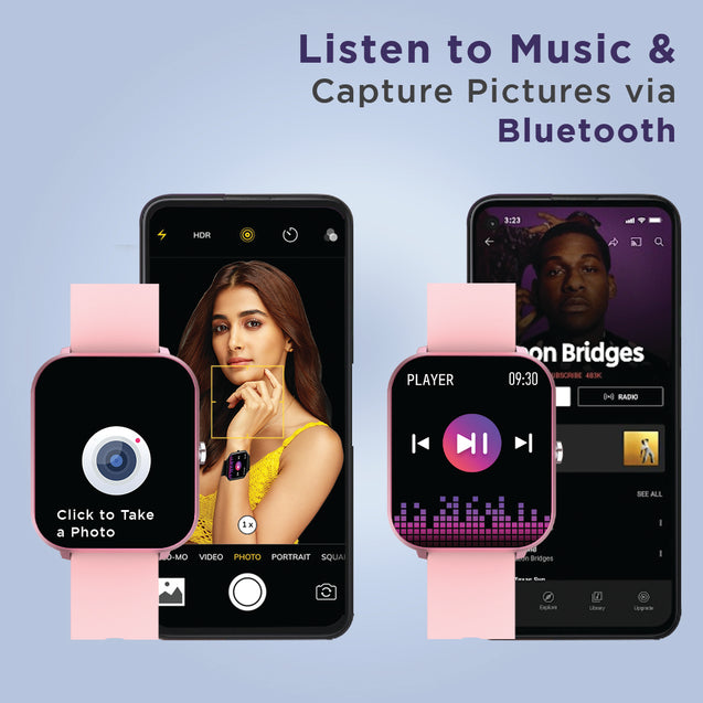 pTron Force X11 Bluetooth Calling Smartwatch with 4.3 cm Full Touch Color Display, Real 24/7 Heart Rate Tracking, Multiple Watch Faces, 7Days Runtime, Health/Fitness Trackers & IP68 Waterproof  (Pink)