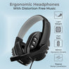 pTron Soundster Arcade Over-Ear Wired Headphones, Ergonomic Headset with Mic, Adjustable Boom Mic & in-line Volume Control Wheel, Universal 3.5mm Aux & 1.3 Meter Long Tangle-Free Cable (Black)