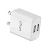 pTron Volta Dual Port 12W Smart USB Charger Adapter, Multi-Layer Protection, Made in India, BIS Certified, Fast Charging Power Adaptor Without Cable for All iOS & Android Devices (White)