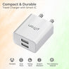 pTron Volta Dual Port 12W Smart USB Charger Adapter, Multi-Layer Protection, Made in India, BIS Certified, Fast Charging Power Adaptor Without Cable for All iOS & Android Devices (White)