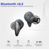 pTron Bassbuds Wave ENC Bluetooth 5.3 Wireless Headphones, 40Hrs Total Playtime, Movie Mode & Deep Bass, Low Latency, Stereo Calls, Snug-fit TWS Earbuds, Smooth Touch Control & Type-C Charging (Grey)
