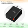 pTron Volta FC15 20W Fast PD/Type-C & USB Charger Adapter with Type-C 1M USB Cable, Auto-detect Technology, Multi-Layer Protection, iPhone & Android Compatibility, Made in India Adaptor (Black)
