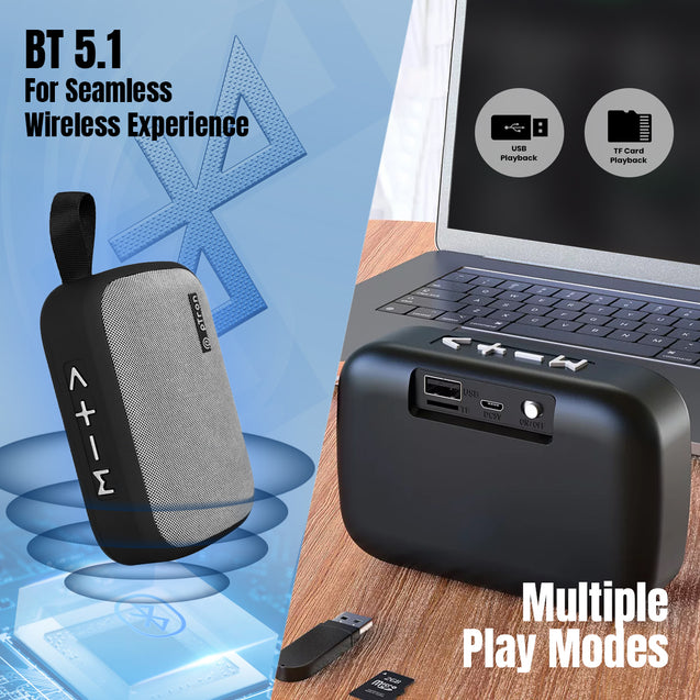 pTron Musicbot Lite 5W Mini Bluetooth Speaker with 6Hrs Playtime, Immersive Sound, 40mm Driver, Bluetooth v5.1 with Strong Connectivity, Portable Design, Integrated Music & Call Control (Black)